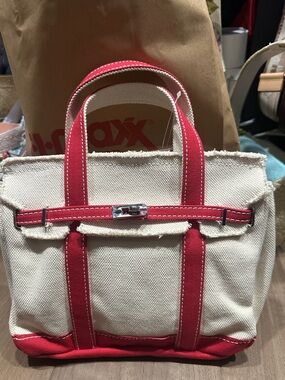 Sunwin madaket small boatkin Canvas Tote Bag with nantucket red Trim